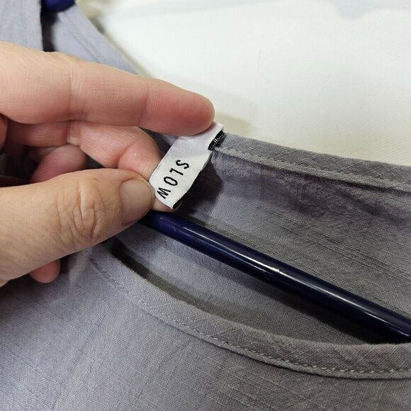 Slowcolin Women's Tunic Cotton/Polyester‎ Light Bluish Gray Long Sleeve Button L - Picture 4 of 10